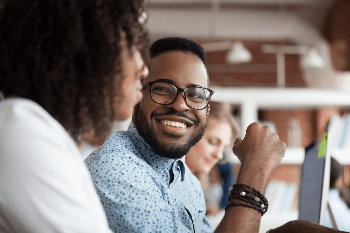 close up of young African American man smiling