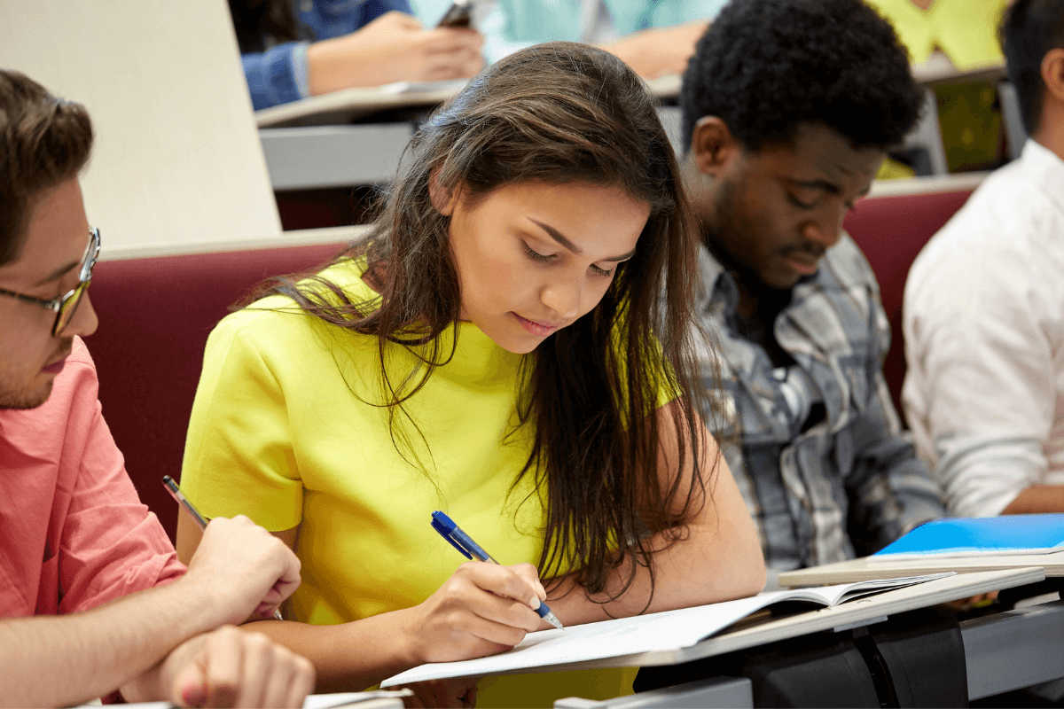 diverse group of students in a college class